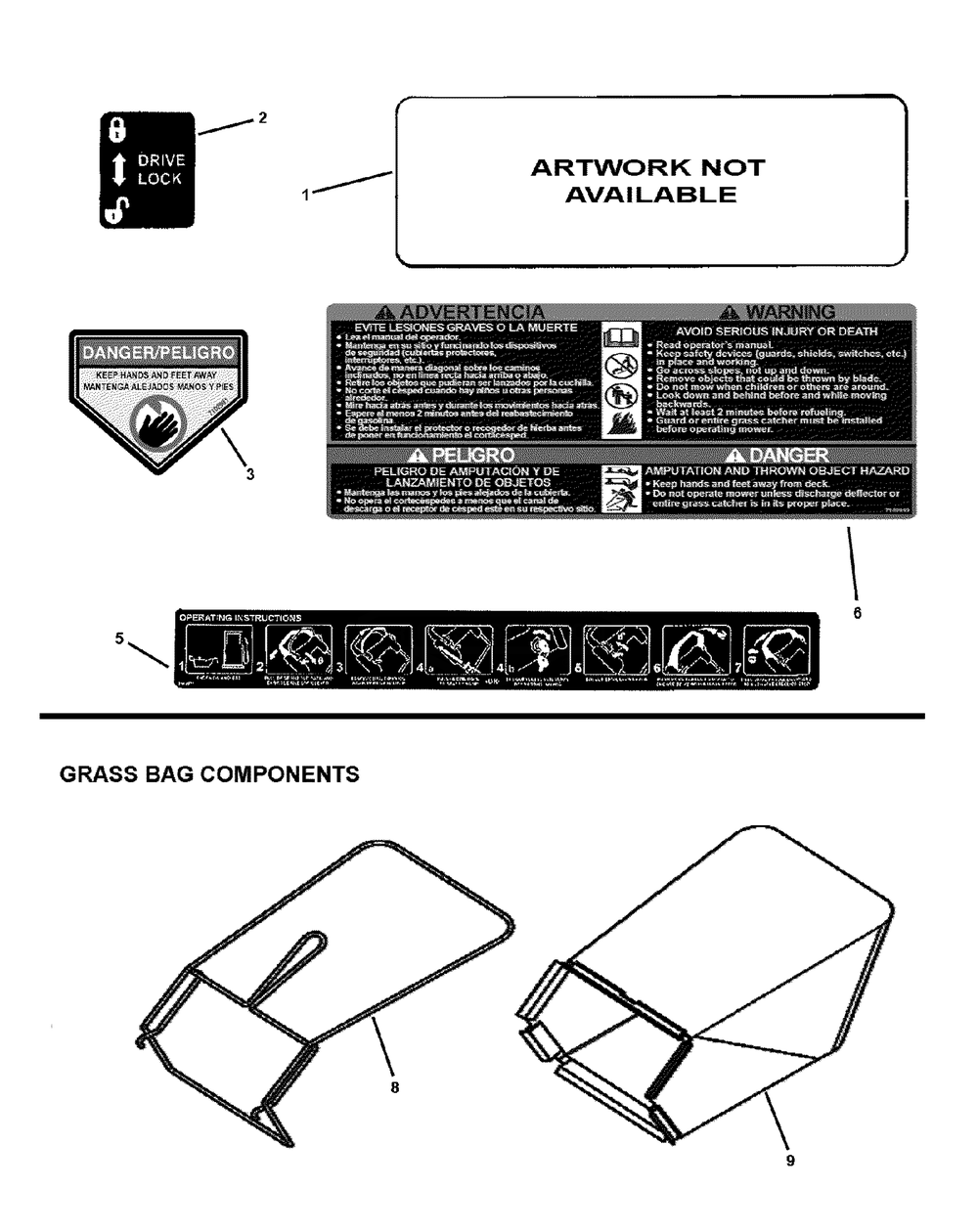 Group, Decal, Deere, Js46m Diagram and Parts List for 7800665-LP7800665-JS46M 2010 Briggs and Stratton Lawn Mower